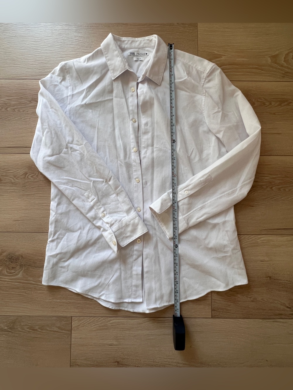 Zara slim fit White Long-Sleeve Men's Button-Down Shirt